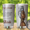 Camellia Personalized Black Beauty Blacknificent Stainless Steel Tumbler - Double-Walled Insulation Vacumm Flask - Gift For Black Queen, International Women's Day, Hippie Girls