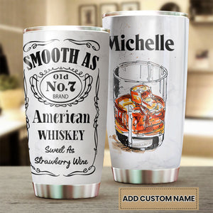 Camellia Persionalized 3D American Whiskey Sweet As Strawberry Wine Stainless Steel Tumbler - Customized Double - Walled Insulation Travel Thermal Cup With Lid Gift For Wine Lover Bartender