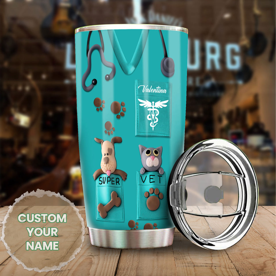 Camellia Personalized 3D Dog Cat Its A Beautiful Day To Save Animal Stainless Steel Tumbler - Customized Double-Walled Insulation Travel Thermal Cup With Lid Gift For Veterinian