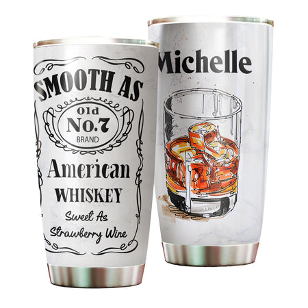 Camellia Persionalized 3D American Whiskey Sweet As Strawberry Wine Stainless Steel Tumbler - Customized Double - Walled Insulation Travel Thermal Cup With Lid Gift For Wine Lover Bartender