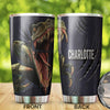 Camellia Personalized 3D Angry Dinosaur Stainless Steel Tumbler - Customized Double-Walled Insulation Travel Thermal Cup With Lid Gift For Dinosaur Lover