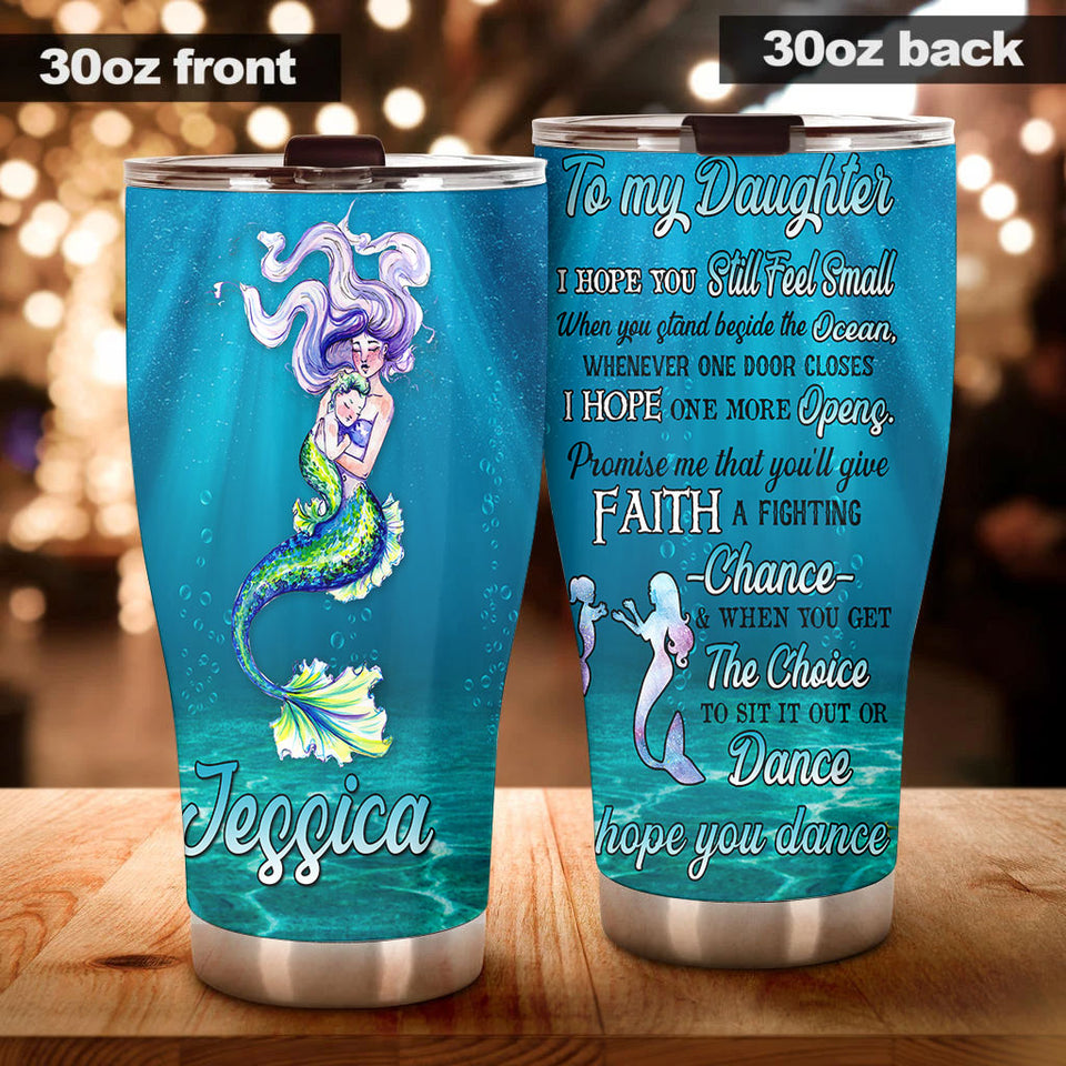 Camellia Personalized Mermaid Loving Letter From Mom To Daughter Stainless Steel Tumbler-Double-Walled Insulation Travel Cup With Lid