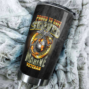 Camellia Personalized Marine Corps Proud To Have Served Marine Veteran Stainless Steel Tumbler-Sweat-Proof Double Wall Travel Cup With Lid