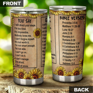 Camellia Persionalized Bible Verses God Says Stainless Steel Tumbler - Customized Double - Walled Insulation Travel Thermal Cup With Lid Gift For Christian