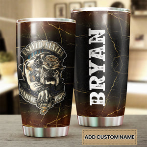 Camellia Personalized United States Marine Corps Stainless Steel Tumbler-Sweat-Proof Double Wall Travel Cup With Lid 01