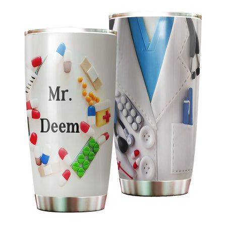 Camellia Personalized 3D Medical Equipment Drugs Blouse Stainless Steel Tumbler - Customized Double-Walled Insulation Travel Thermal Cup With Lid Gift For Doctor Nurse