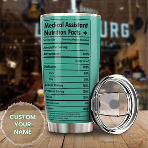 Camellia Personalized Medical Assistant Nutrition Facts Stainless Steel Tumbler-Double-Walled Insulation Gift For Doctor Nurse Patient