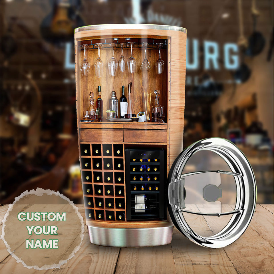 Camellia Persionalized 3D Wine Bar Might Be Water Might Be Wine Stainless Steel Tumbler - Customized Double - Walled Insulation Travel Thermal Cup With Lid Gift For Wine Lover Bartender