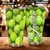 Camellia Personalized Full Of Tennis Ball Stainless Steel Tumbler - Customized Double-Walled Insulation Travel Thermal Cup With Lid Gift For Tennis Player