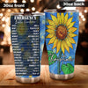 Camellia Persionalized Emergency Bible Numbers Sunflower Stainless Steel Tumbler - Customized Double - Walled Insulation Travel Thermal Cup With Lid