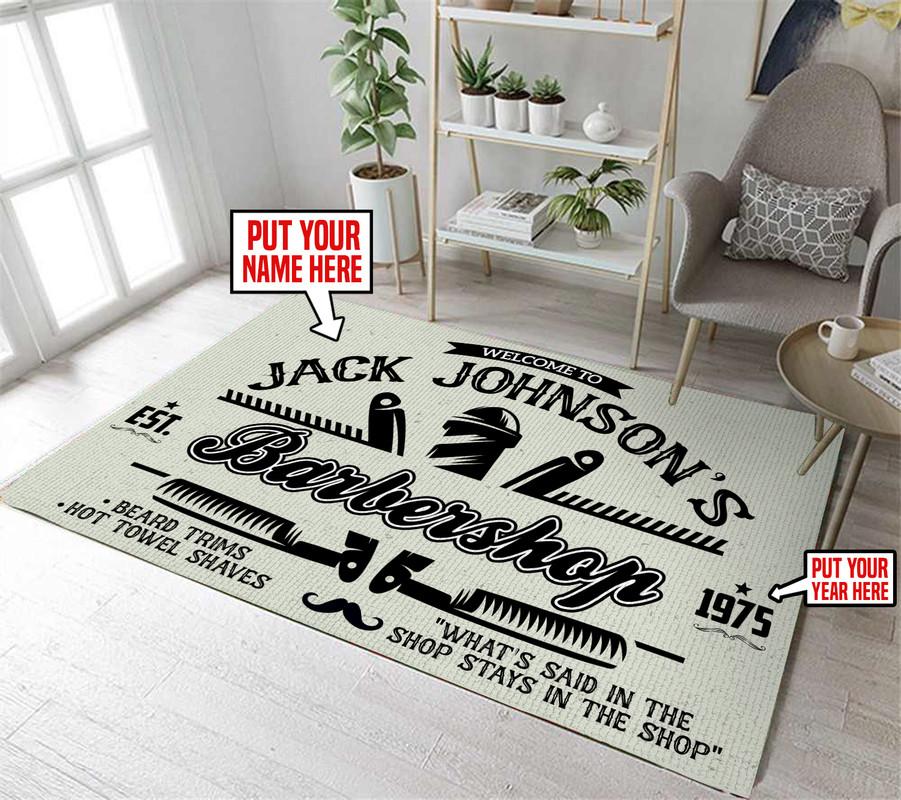Personalized Barber Shop Rug 06414