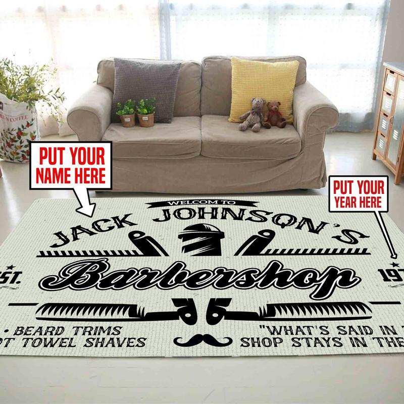 Personalized Barber Shop Rug 06414
