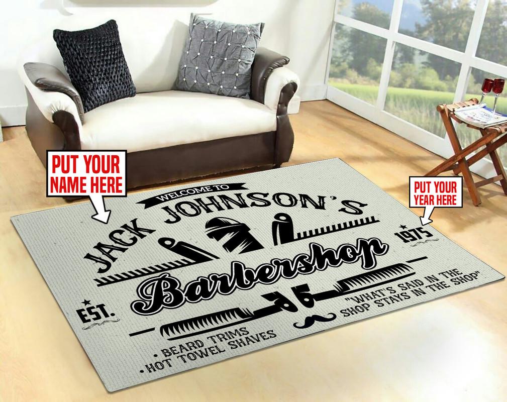 Personalized Barber Shop Rug 06414