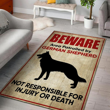 Beware Are Patrolled By German Sherpherd Not Responsible For Injury Or Death Rug 05517