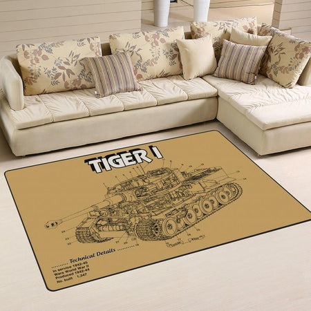 Tigertank Rug Tiger I Vintage German Tank Military Print 04851