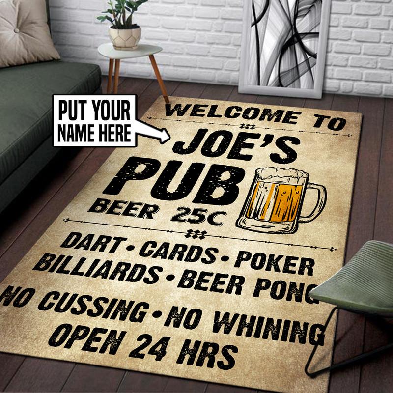 Personalized Pub Sign Vintage Man Cave Bar Rug 05766