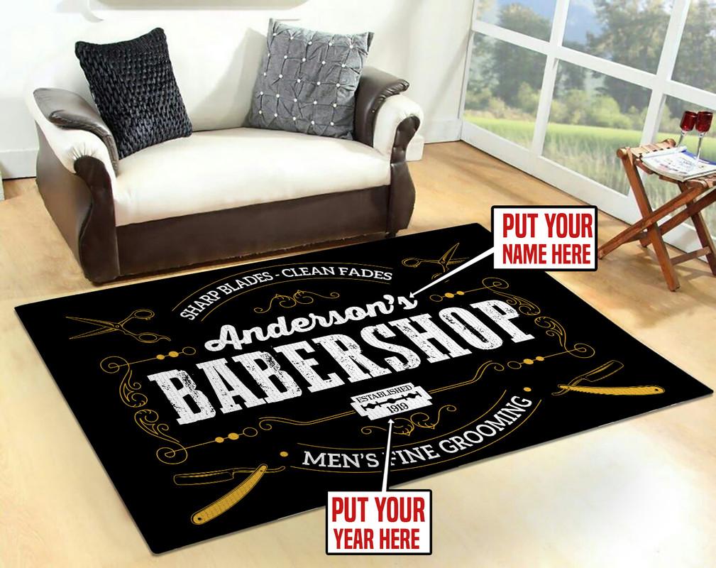 Personalized Barber Shop Rug 06402 – Camellia Print