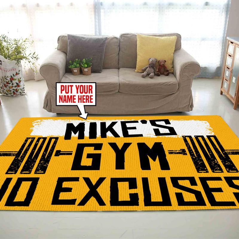 Personalized Gym No Excuses Rug 06301