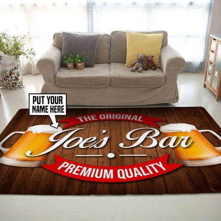 Personalized Bar Runner Beer Label Glasses Pub Bar Rug 06273