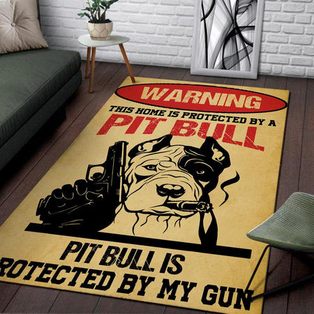 This Home Is Protected By A Pitbull. Pitbull Is Protected By My Gun Rug 05408