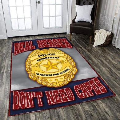 Police Department Real Heroes Don't Need Capes Rug 06011