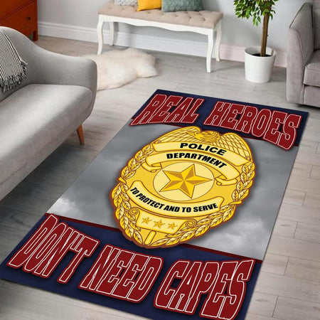 Police Department Real Heroes Don't Need Capes Rug 06011
