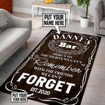 Personalized Beer Whiskey Bar Drink Gift Rug 06397