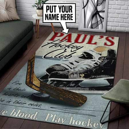 Personalized Hockey Club Rug 06220