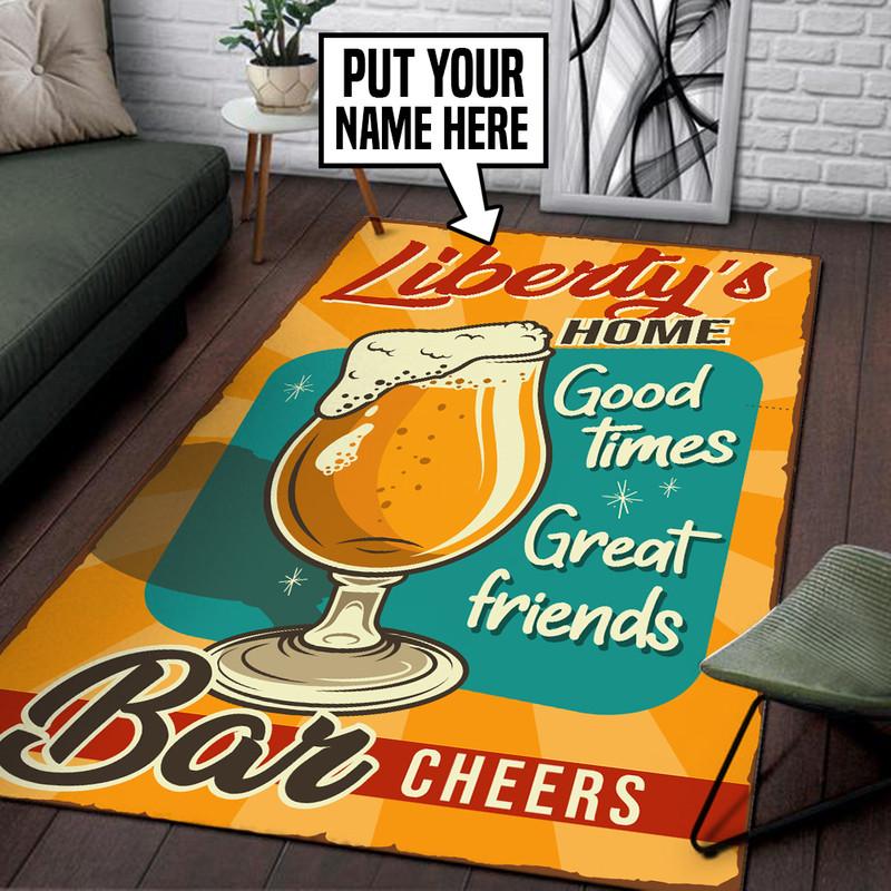 Personalized Home Bar. Good Times, Great Friends Rug 05418