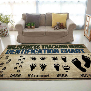 Big Foot Wilderness Tracking Guide Chart Yeti Sasquatch Hiker Deer Bear Rug 06159