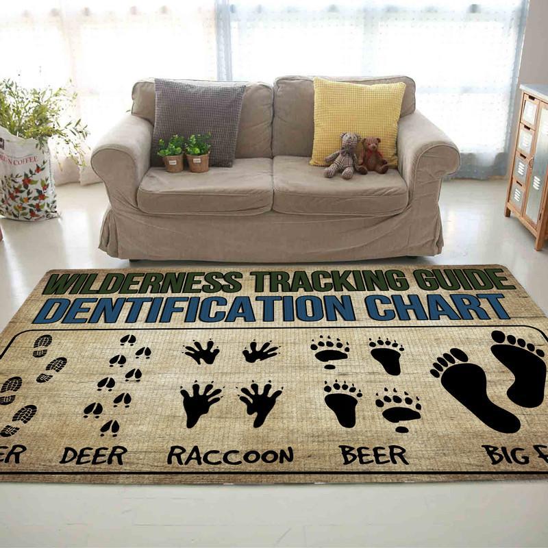 Big Foot Wilderness Tracking Guide Chart Yeti Sasquatch Hiker Deer Bear Rug 06159