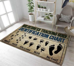 Big Foot Wilderness Tracking Guide Chart Yeti Sasquatch Hiker Deer Bear Rug 06159