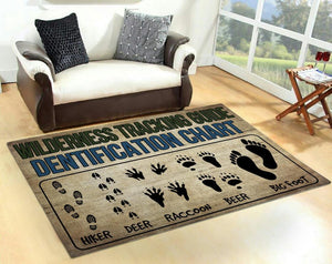 Big Foot Wilderness Tracking Guide Chart Yeti Sasquatch Hiker Deer Bear Rug 06159
