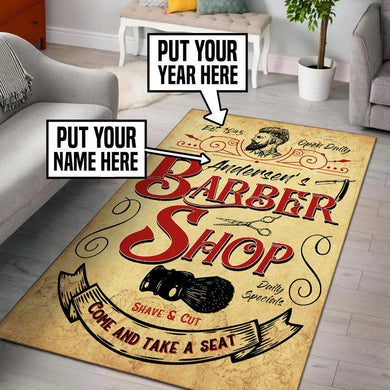 Personalized Barber Shop Rug 06016