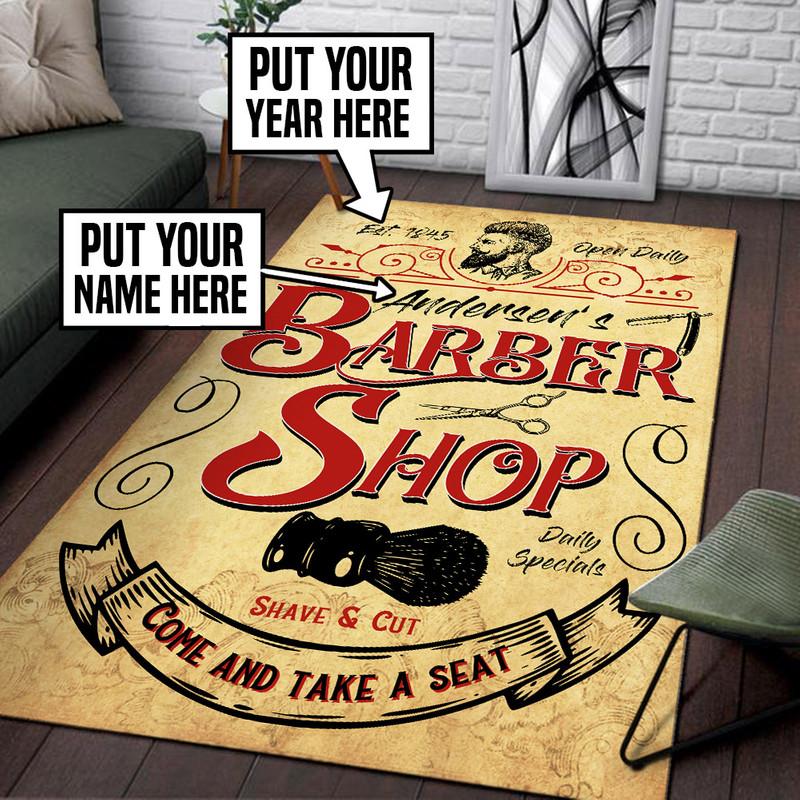 Personalized Barber Shop Rug 06016