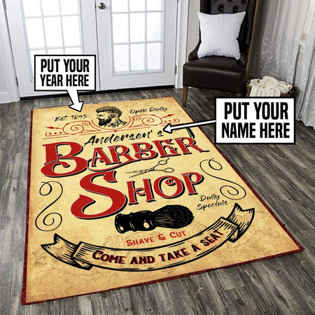 Personalized Barber Shop Rug 06016