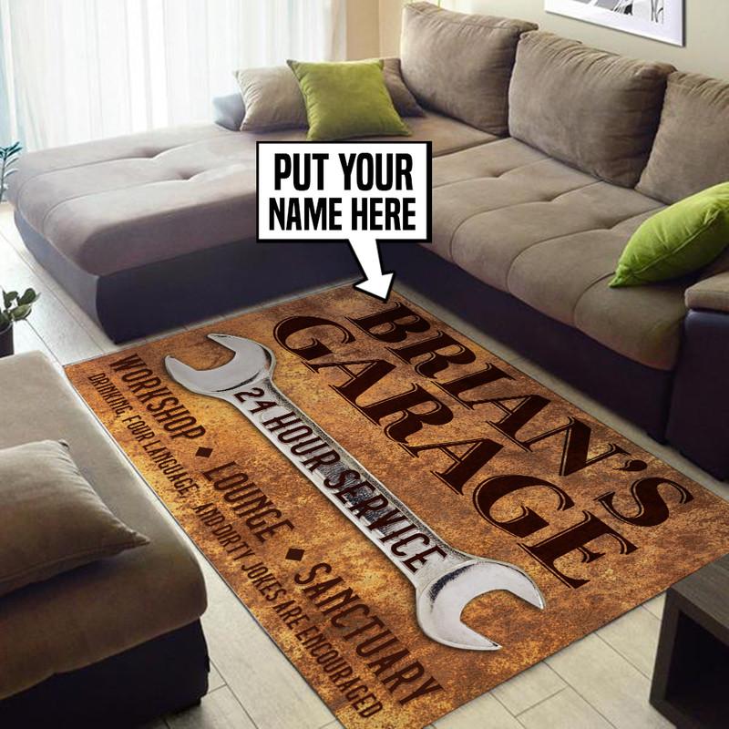 Personalized Garage Workshop Lounge Sanctuary Rug 05531