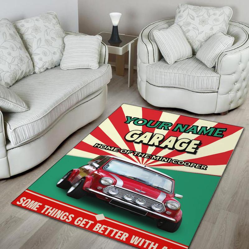 Personalized Mini Cooper Garage Rug 06820