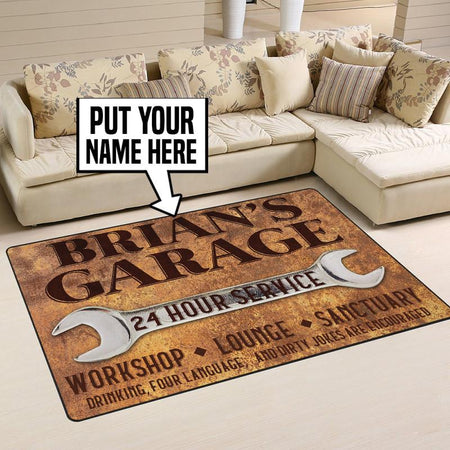 Personalized Garage Workshop Lounge Sanctuary Rug 05531