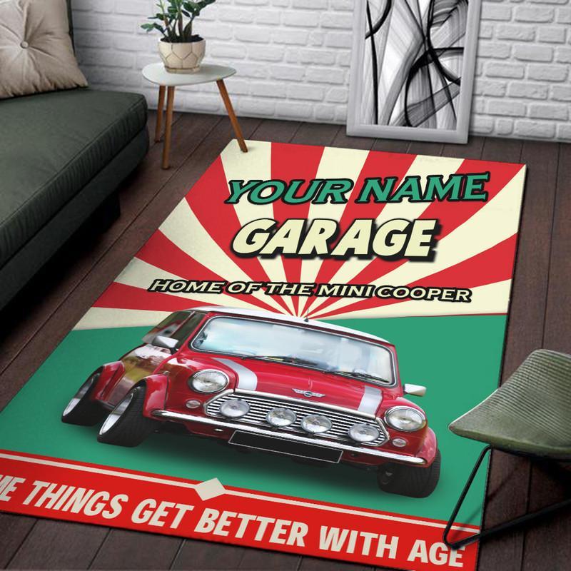 Personalized Mini Cooper Garage Rug 06820