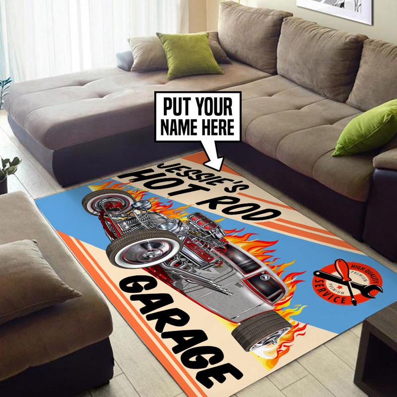 Personalized Hot Rod Garage Rug 05372