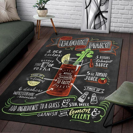 Cocktail Recipe Bloody Mary Vintage Retro Rug 06061