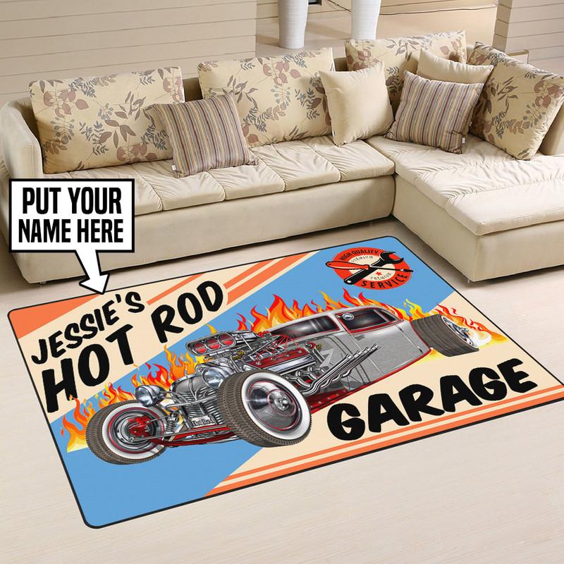 Personalized Hot Rod Garage Rug 05372