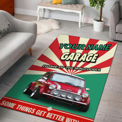 Personalized Mini Cooper Garage Rug 06820
