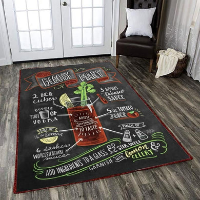 Cocktail Recipe Bloody Mary Vintage Retro Rug 06061