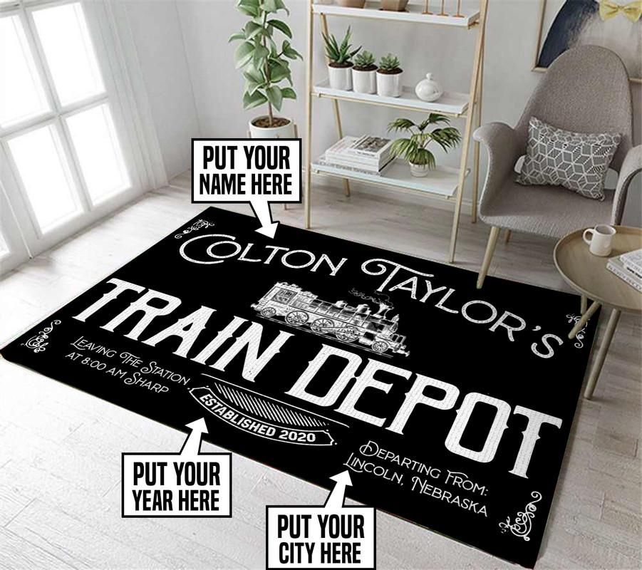 Personalized Train Depot Rug 06313