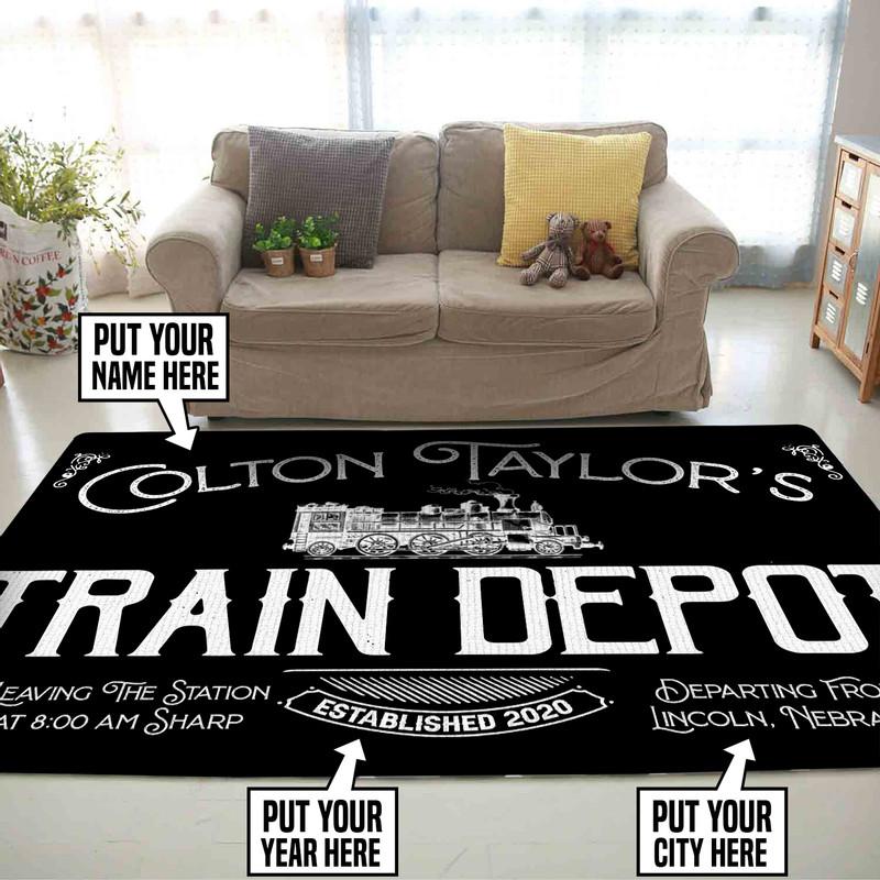 Personalized Train Depot Rug 06313