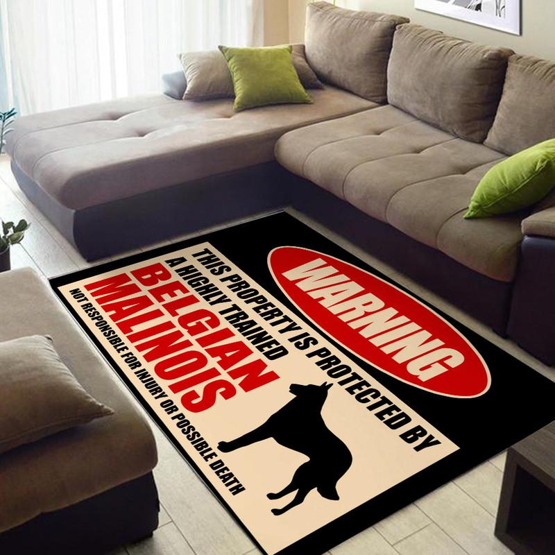 This Property Is Protected By A Highly Trained Belgian Malinois Not Responsible For Injuryor Possible Death Rug 05377