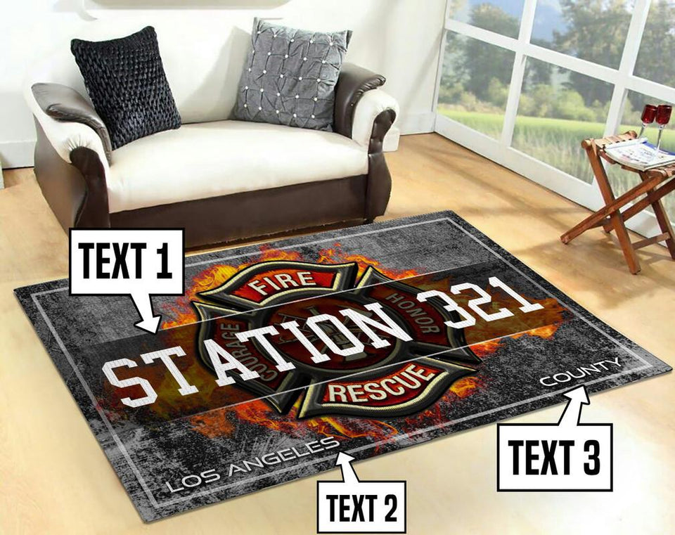 Personalized Firefighter Rug 06232