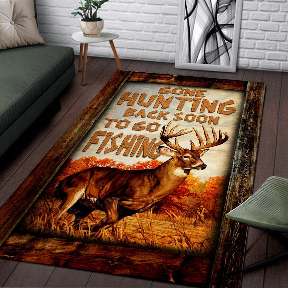 Gone Hunting Back Soon To Go Fishing Rug 05913